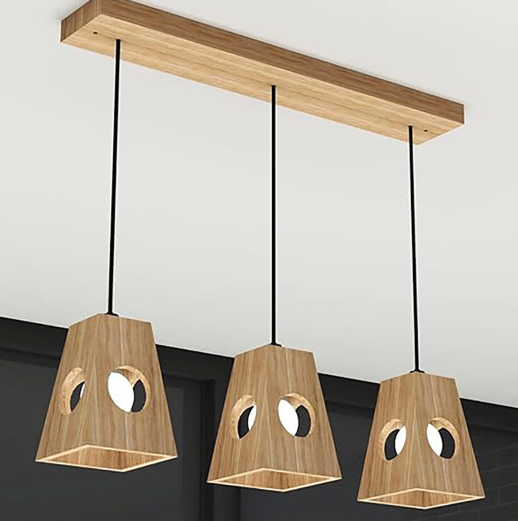 Lampada a sospensione in legno Wood-Man LED moderno per sala da pranzo e soggior