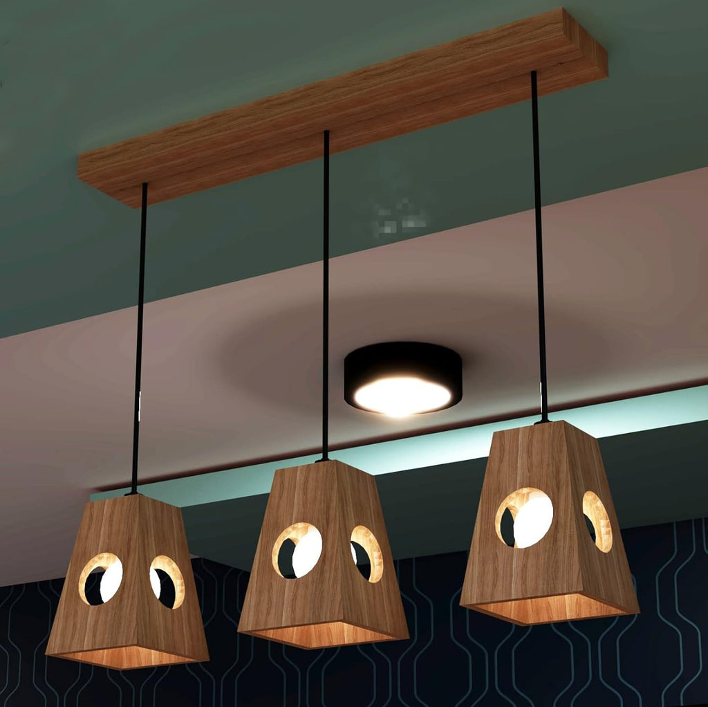 Lampada a sospensione in legno Wood-Man LED moderno per sala da pranzo e soggior