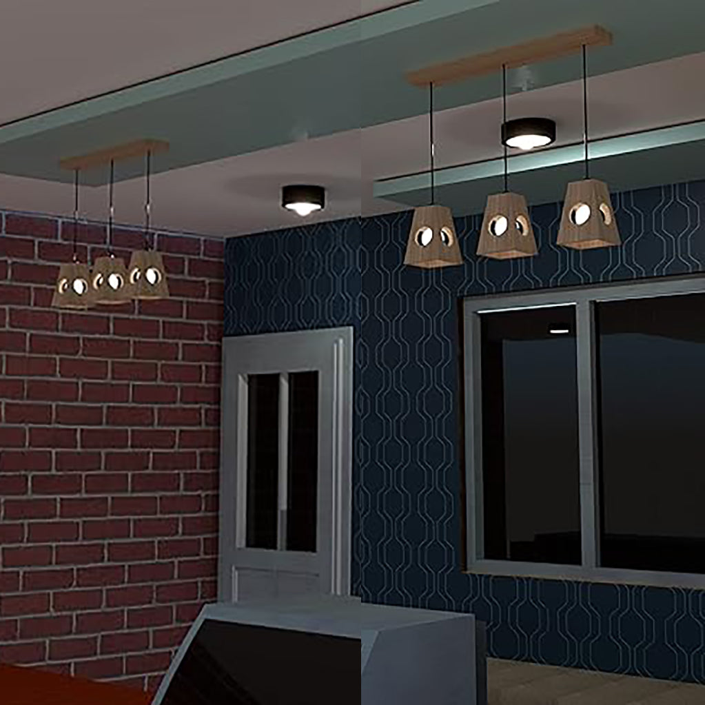 Lampada a sospensione in legno Wood-Man LED moderno per sala da pranzo e soggior