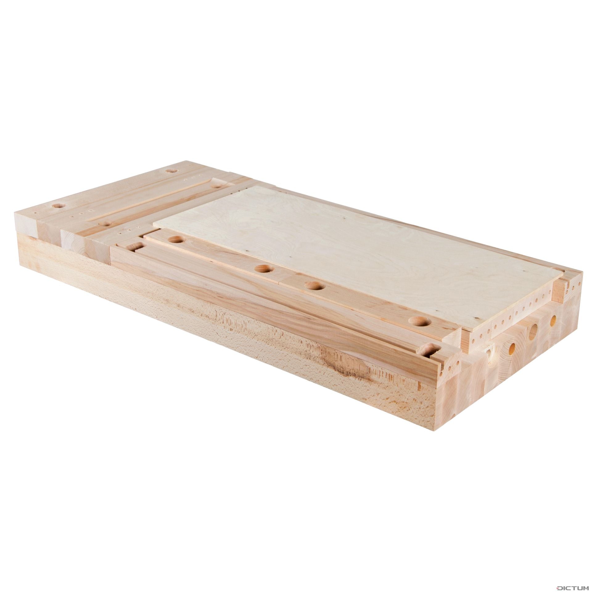 Banco da lavoro regolabile in altezza 1000x630mm con morsa doppia in legno