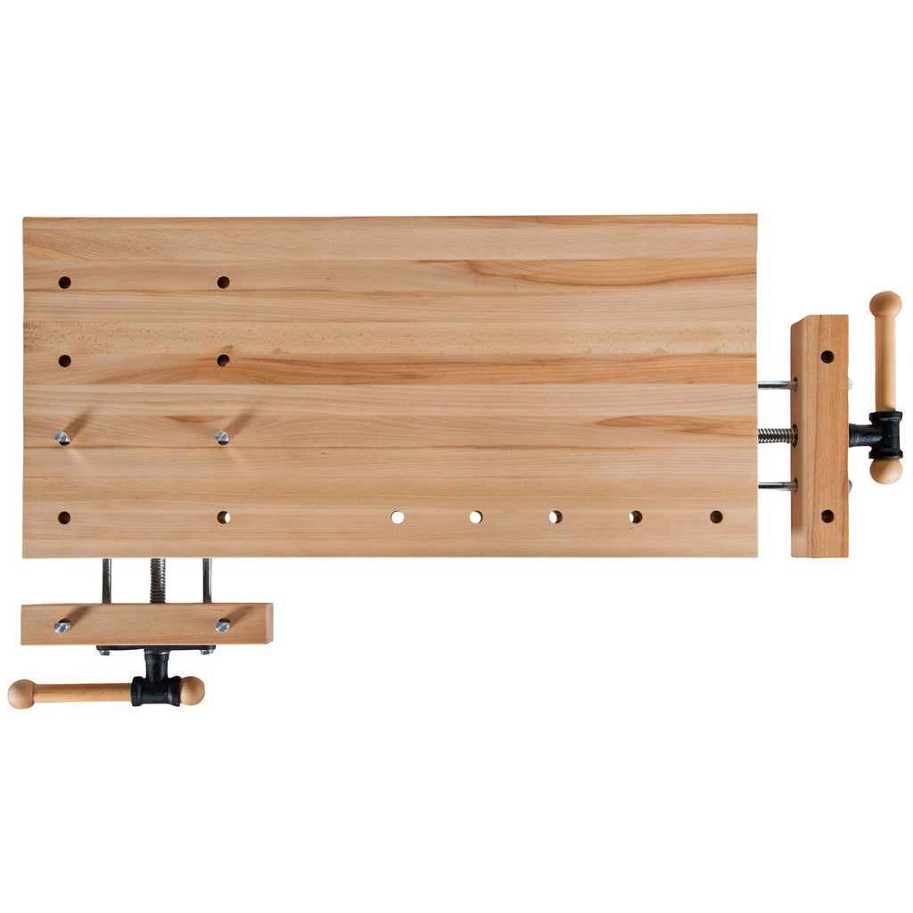 Banco da lavoro regolabile in altezza 1000x630mm con morsa doppia in legno