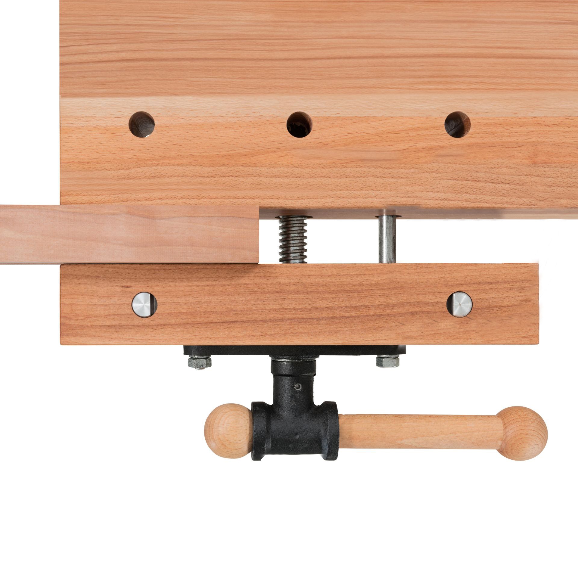 Banco da lavoro regolabile in altezza 1000x630mm con morsa doppia in legno