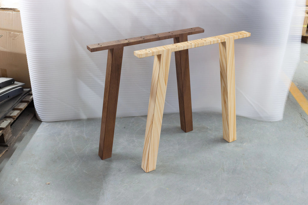 Gambe Tavolo in Legno Massello Trapezoidali 72x79 cm – Set 2 Pezzi Rovere o Frassino – Gambe per Tavolo Design Moderno