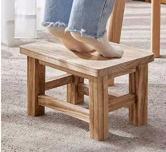 Sgabello in Legno Massello Minimal – Sgabello Basso Multiuso per Casa, Poggiapiedi, Sgabello per Bambini