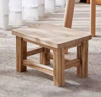 Sgabello in Legno Massello Minimal – Sgabello Basso Multiuso per Casa, Poggiapiedi, Sgabello per Bambini
