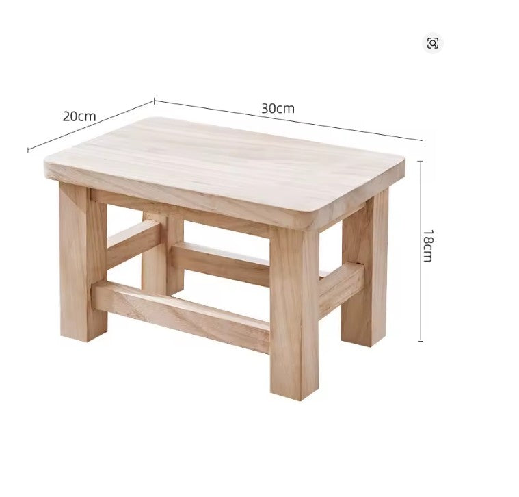 Sgabello in Legno Massello Minimal – Sgabello Basso Multiuso per Casa, Poggiapiedi, Sgabello per Bambini