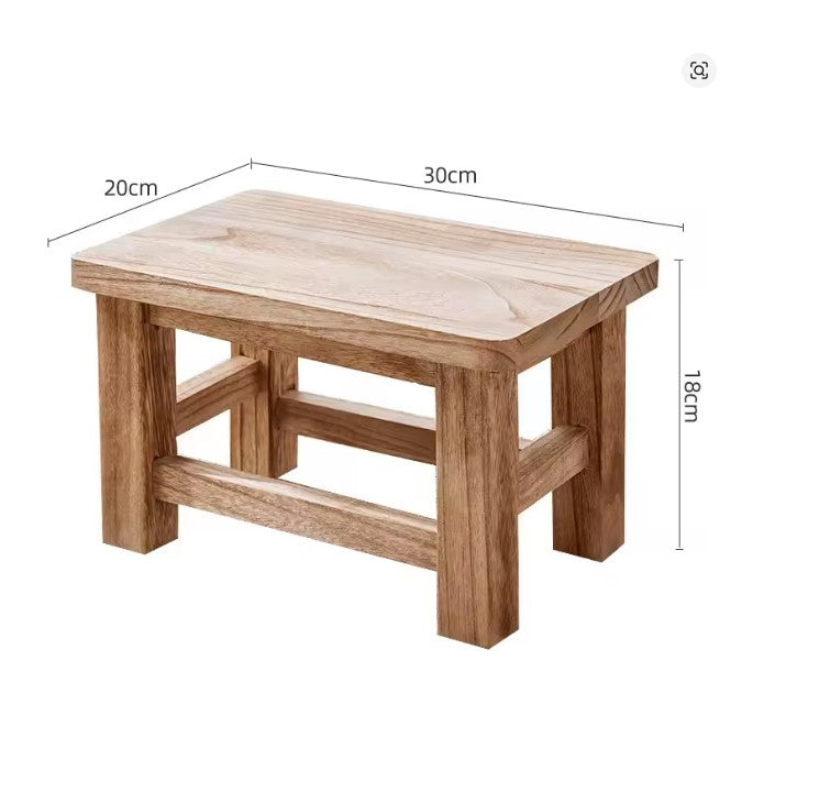 Sgabello in Legno Massello Minimal – Sgabello Basso Multiuso per Casa, Poggiapiedi, Sgabello per Bambini