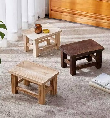 Sgabello in Legno Massello Minimal – Sgabello Basso Multiuso per Casa, Poggiapiedi, Sgabello per Bambini
