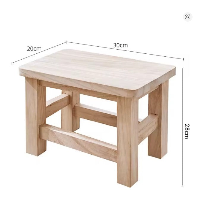 Sgabello in Legno Massello Minimal – Sgabello Basso Multiuso per Casa, Poggiapiedi, Sgabello per Bambini