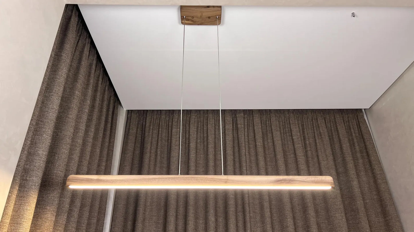 Lampada a Sospensione in Legno Massello con LED – Artigianale, Minimal, Regolabile (120 cm)
