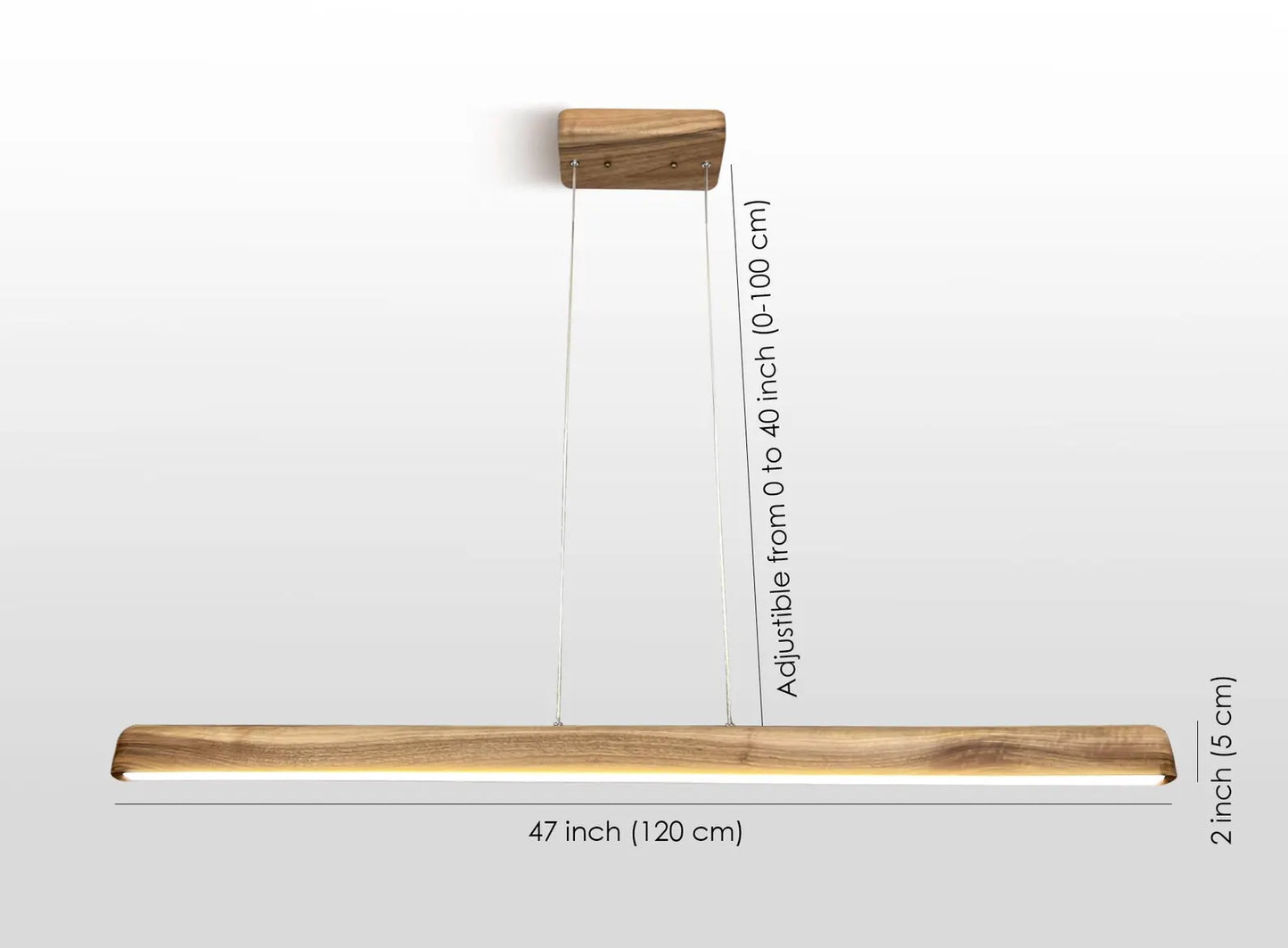 Lampada a Sospensione in Legno Massello con LED – Artigianale, Minimal, Regolabile (120 cm)