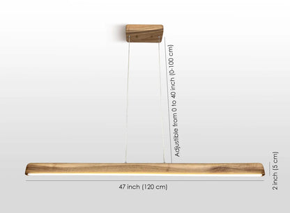 Lampada a Sospensione in Legno Massello con LED – Artigianale, Minimal, Regolabile (120 cm)